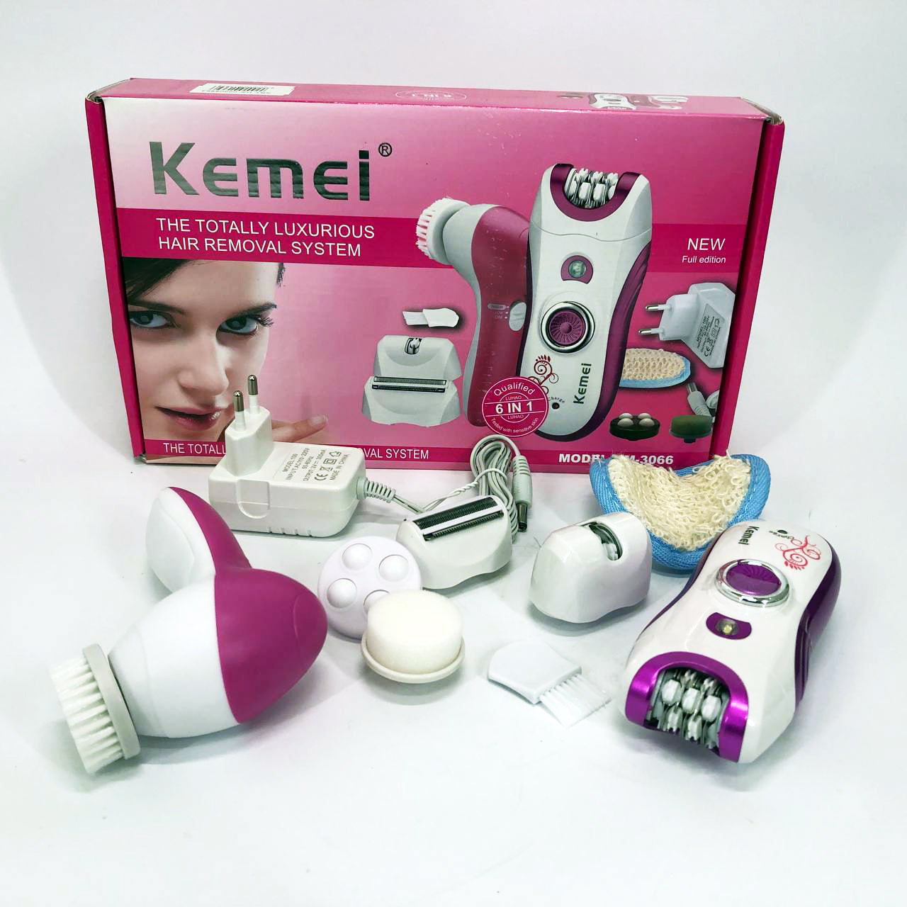 Эпилятор женский многофункциональный 6 в 1 пинцетный Kemei KM-3066 Х массажер уход за кожей 2 скорости