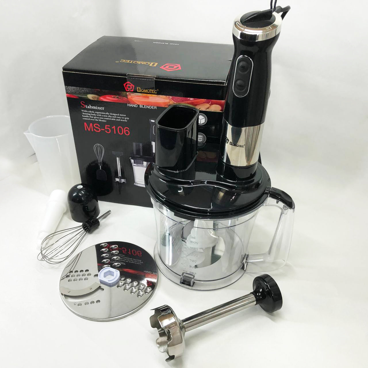 Блендер погружной многофункциональный 5-в-1 Domotec MS-5106 800 W, Портативный блендер измельчитель