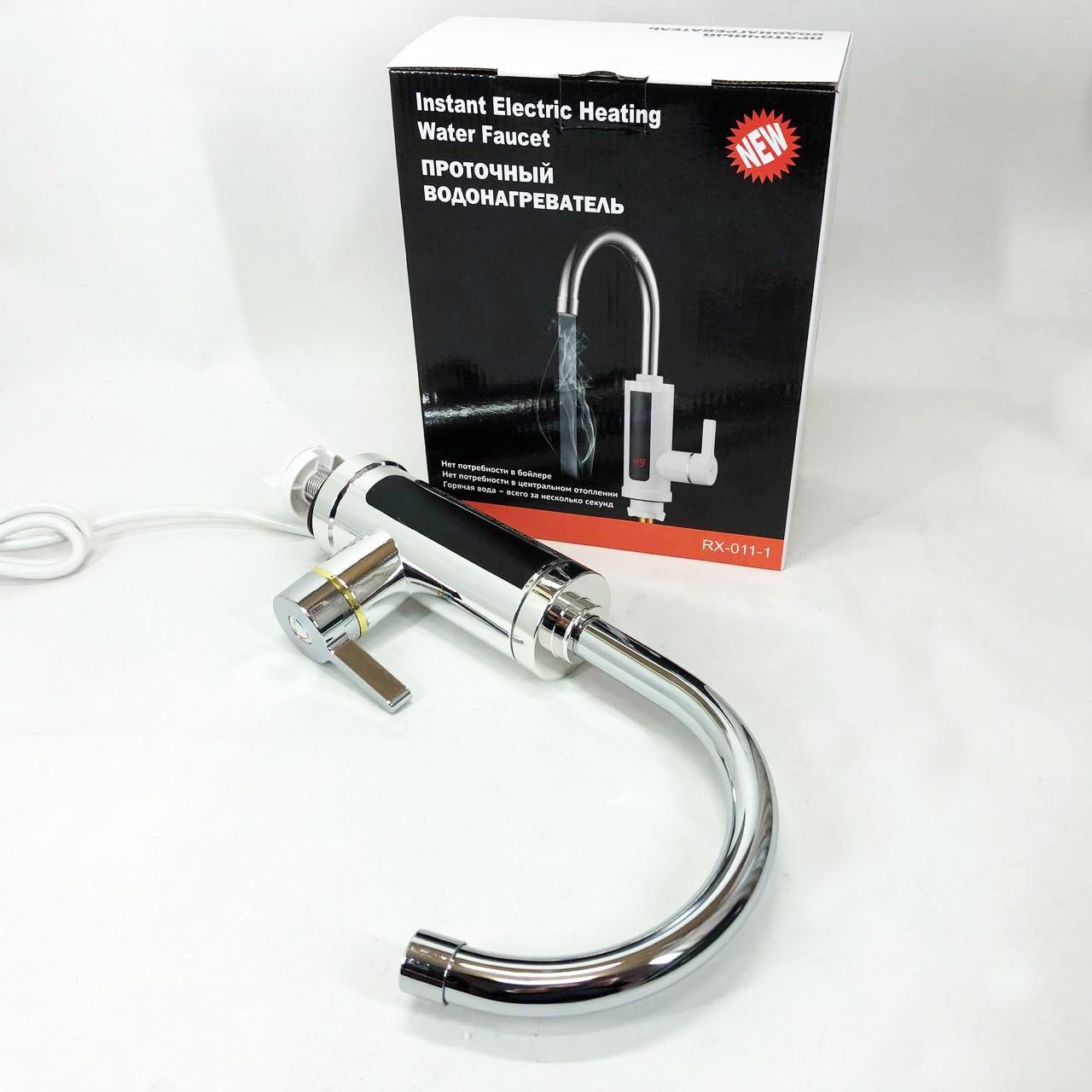 Водонагреватель проточный Delimano RX-0111c LCD дисплеем 3 кВт Кран электрический нижнее подключение