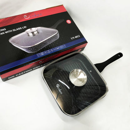 Сковорода гриль UNIQUE UN-4012 стильная 24см, Надежная сковорода с антипригарным покрытием