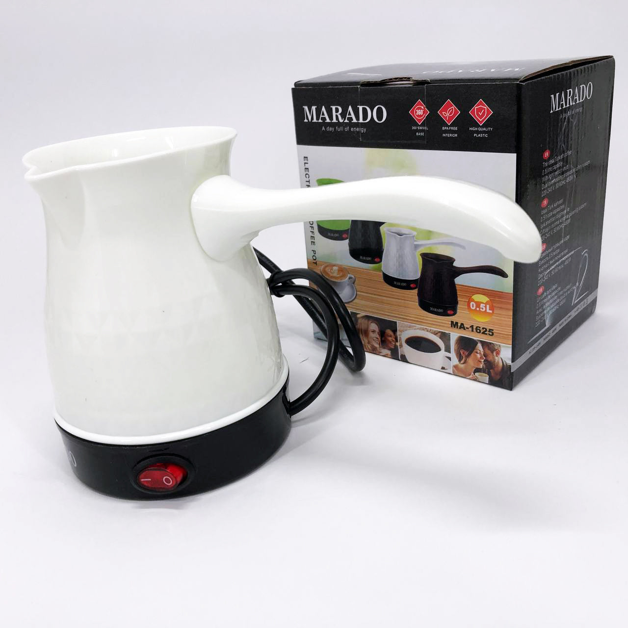 Электрическая турка для кофе Marado MA-1625, Турка для готовки кофе, Турка для заваривания. Цвет: белый