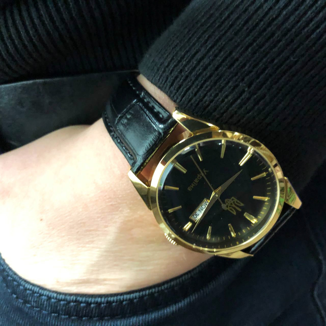 Часы наручные мужские SKMEI 3709/9073GDBK-B, Красивые мужские часы наручные кварцевые