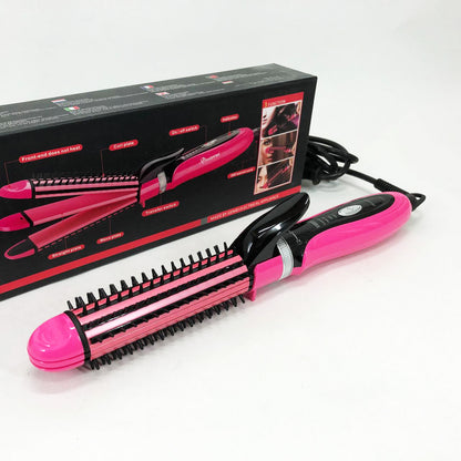 Плойка-утюжок 3в1 Gemei GM-2922, Современные щипцы для завивки волос, Прибор для завивки. Цвет: розовый