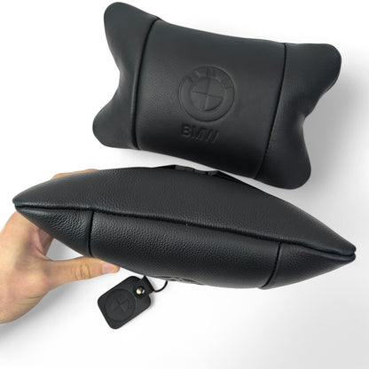 Премиальный набор автоподушек BMW из натуральной кожи – подушки + брелок.