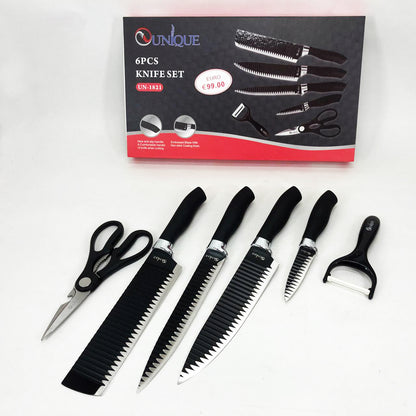 Набор ножей UNIQUE UN-1821 6 шт кухонные ножи ножницы и овощечистка