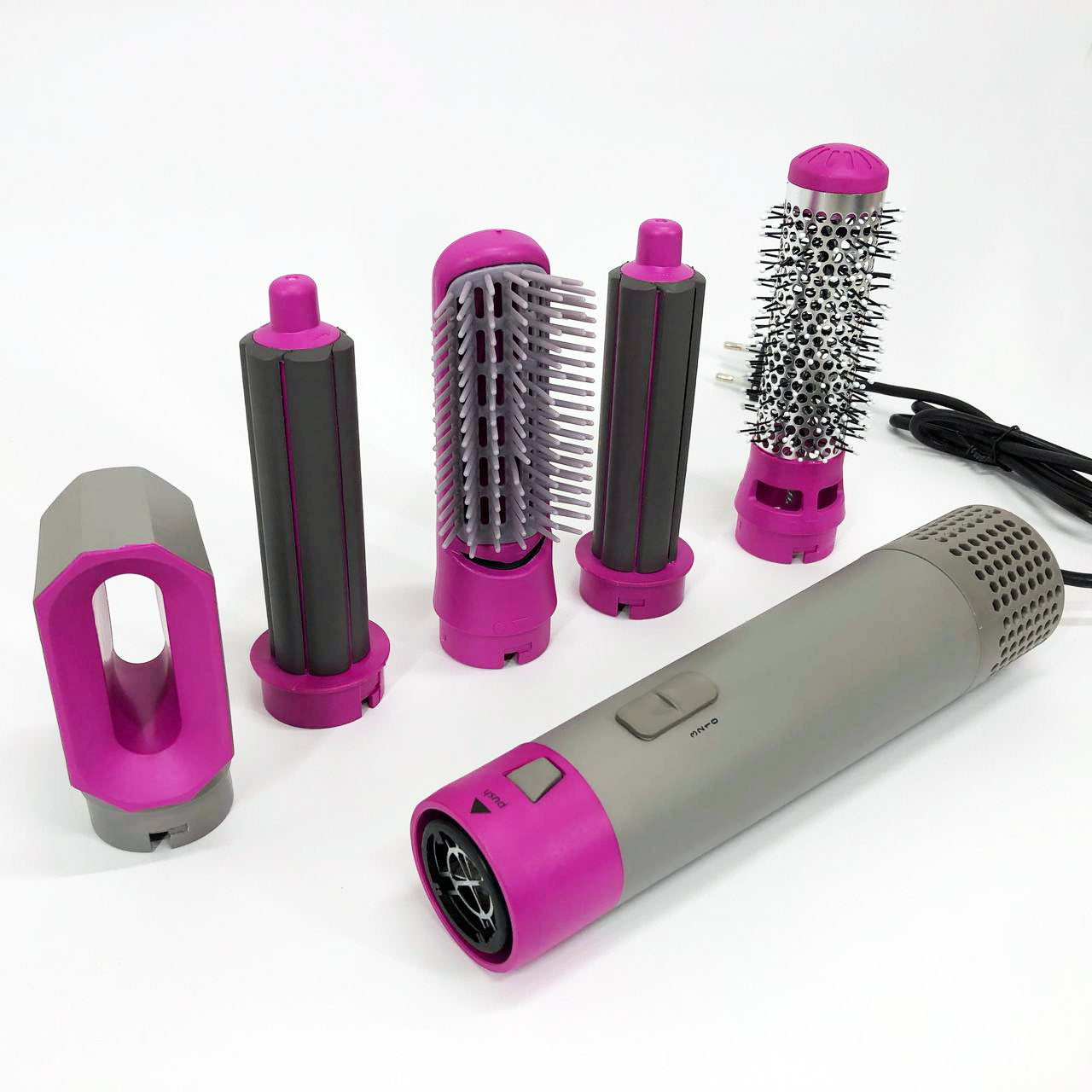 Фен-щетка стайлер 5 в 1 мультистайлер для завивки и укладки волос воздушный с насадками