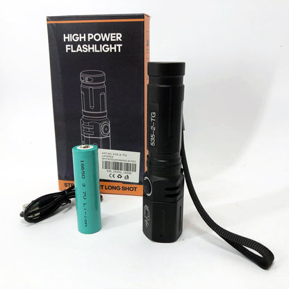 Фонарь ручной аккумуляторный PLD-535-2 с ремешком, Фонарик светодиодный для туриста, Сильный фонарик