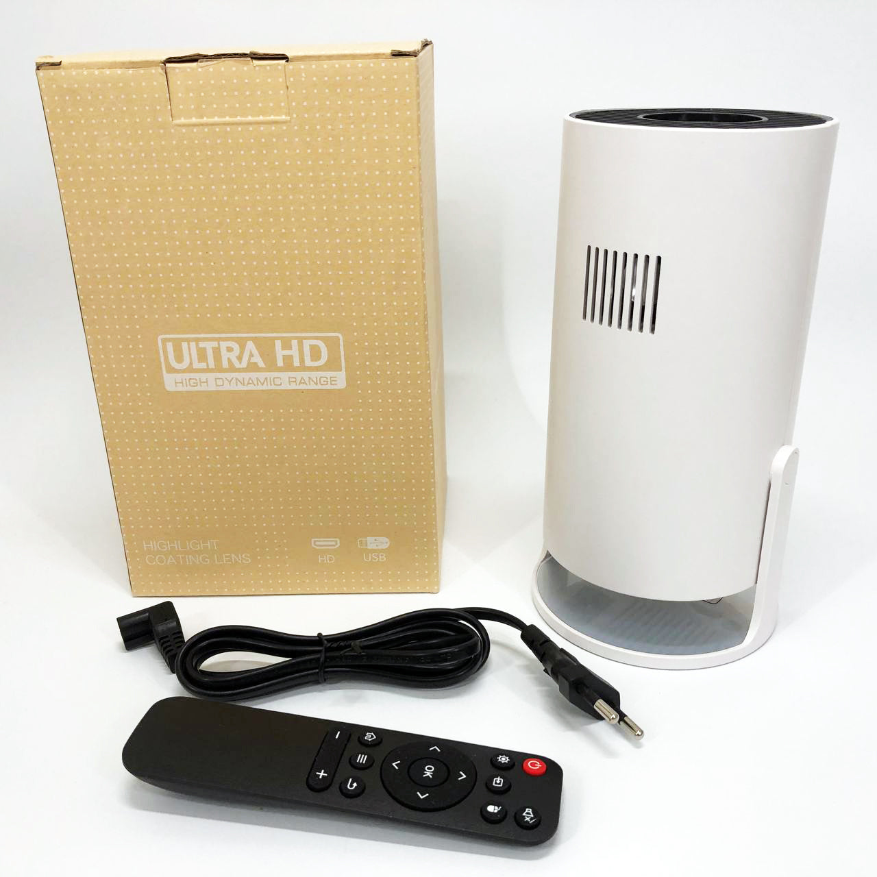 LED Проектор для дома портативный Смарт с WiFi, Bluetooth, Android 11, белый, 1280х720р