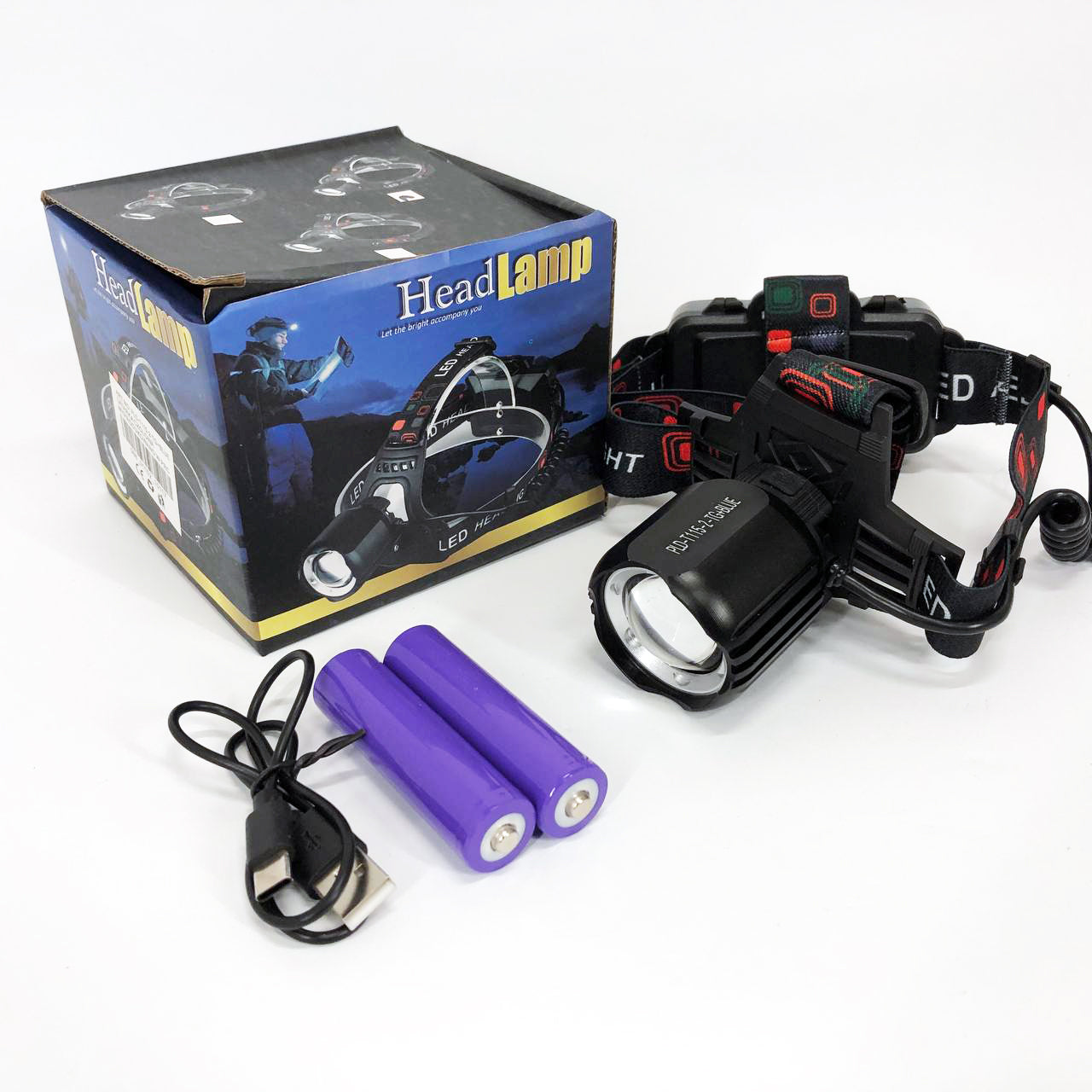 Фонарь налобный PLD-T115-2PM10-TG (white+blue), Фонарь аккумуляторный для рыбалки, водонепроницаемый