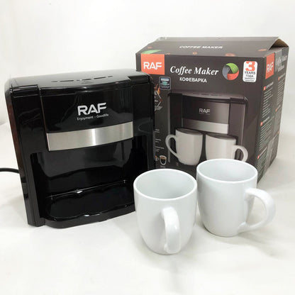 Кофеварка 2 чашки полуавтоматическая RAF R.115 650 Вт,  Капельная кофеварка электрическая для кухни