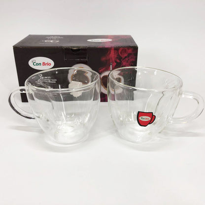 Набор чашек с двойными стенками 2 шт 150 мл Con Brio CB 8915-2, Стеклянные чашки с двойным дном