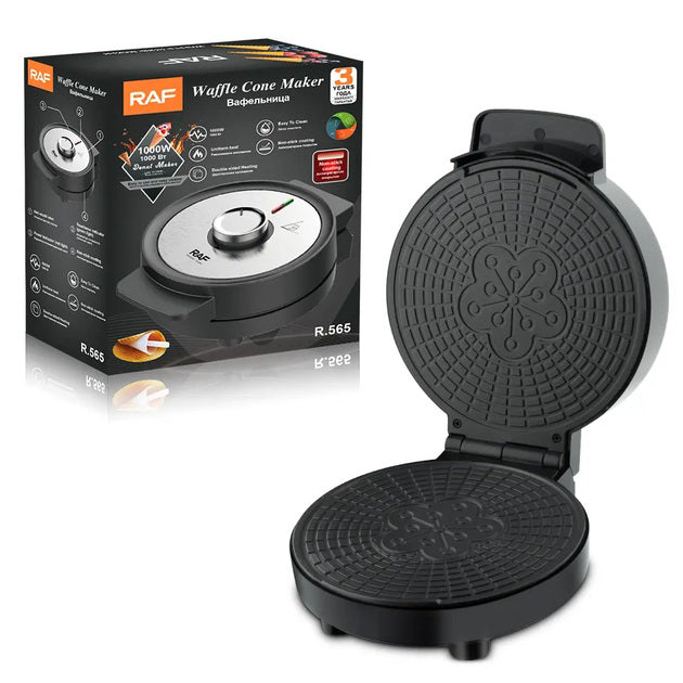 Электрическая вафельница RAF R.565 с антипригарным покрытием и конусом для трубочек
