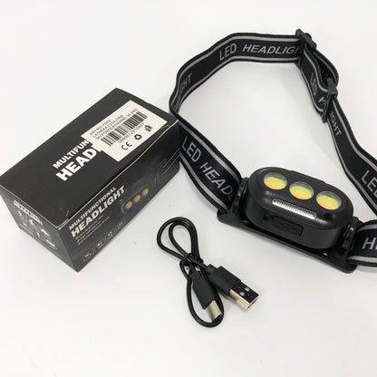 Фонарик налобный YD02-COB (White+red+blue), Налобные фонари для активных людей, фонарь для туризма