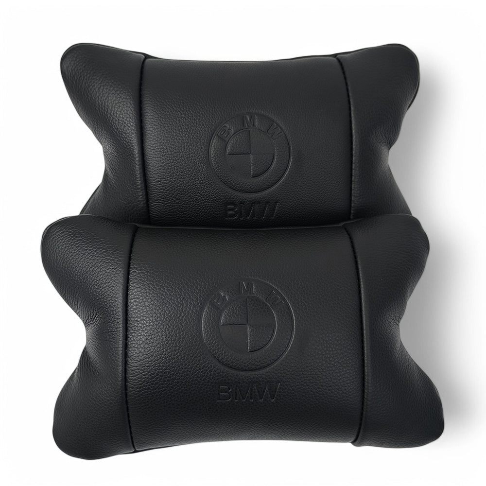 Премиальный набор автоподушек BMW из натуральной кожи – подушки + брелок.
