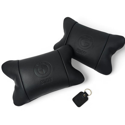 Премиальный набор автоподушек BMW из натуральной кожи – подушки + брелок.