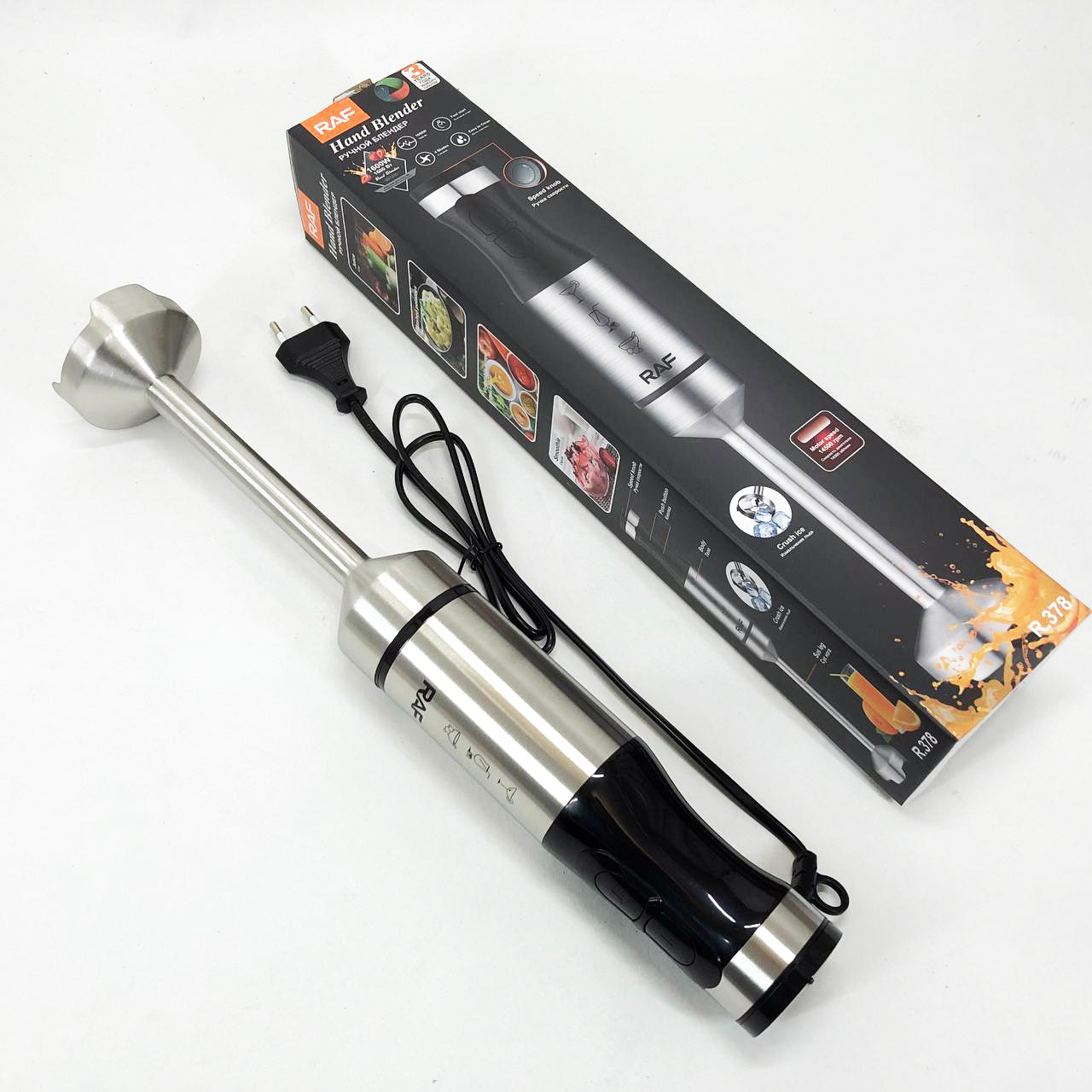 Блендер RAF R.378 1600 Вт, Бытовой мощный измельчитель продуктов, Портативный блендер измельчитель