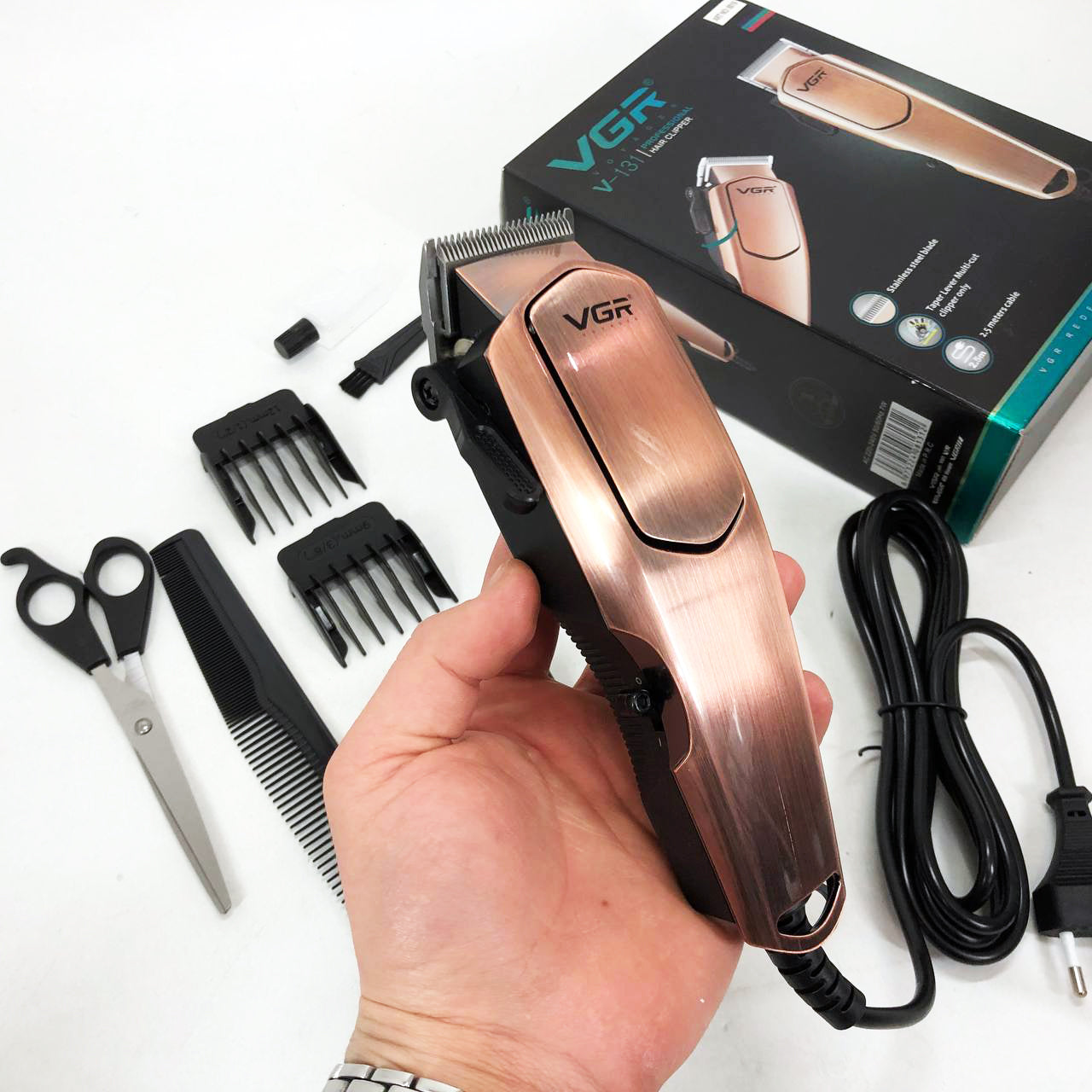 Профессиональная машинка для стрижки волос VGR V-131 триммер проводной, Электробритва для стрижки головы