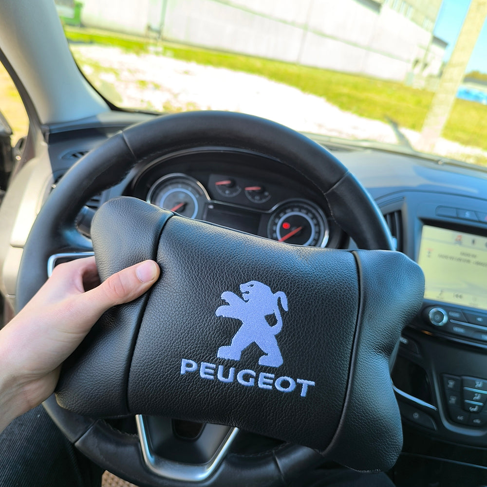 Набор подушек Peugeot из кожи + брелок в подарок, Автоподушки с вышивкой