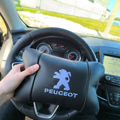 Набор подушек Peugeot из кожи + брелок в подарок, Автоподушки с вышивкой