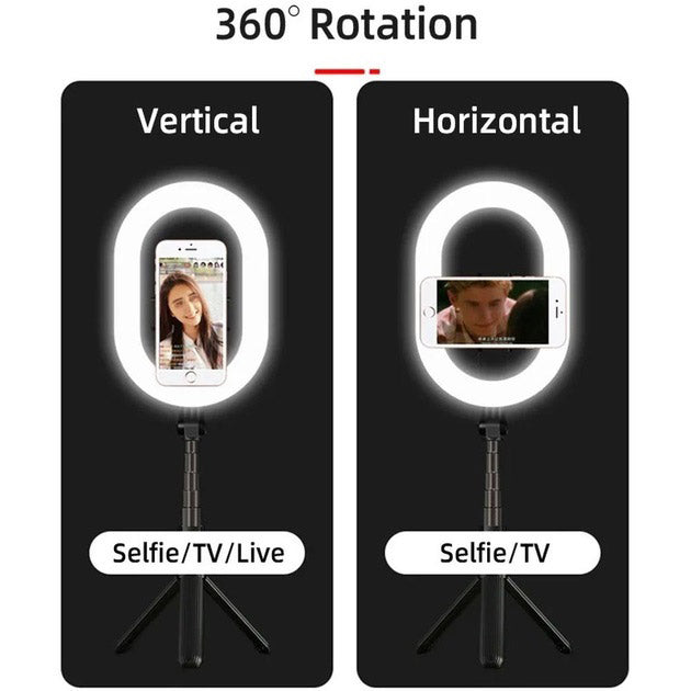 Монопод-штатив для селфи с кольцевой LED лампой Selfie Stick A8 телескопический с пультом и Bluetooth