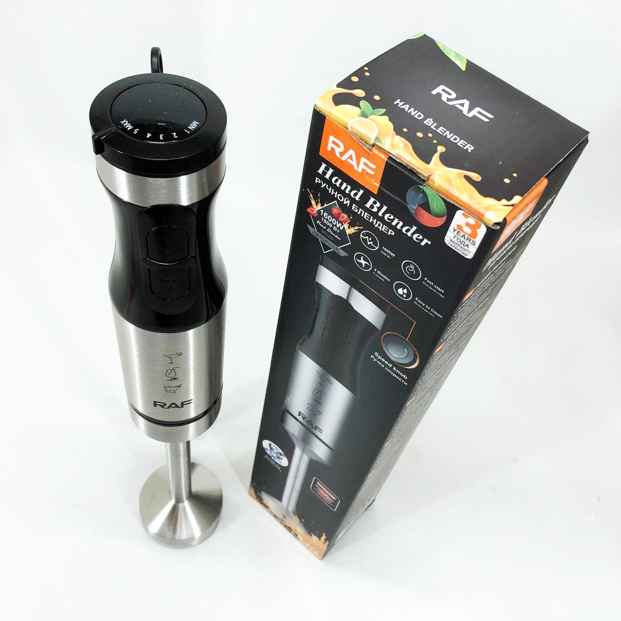 Блендер RAF R.378 1600 Вт, Бытовой мощный измельчитель продуктов, Портативный блендер измельчитель