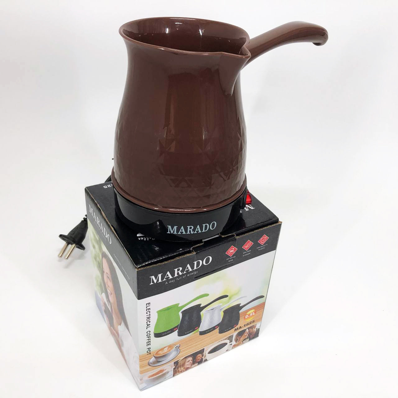 Электрическая турка для кофе Marado MA-1625, Бытовая турка, Бюджетная турка. Цвет: коричневый