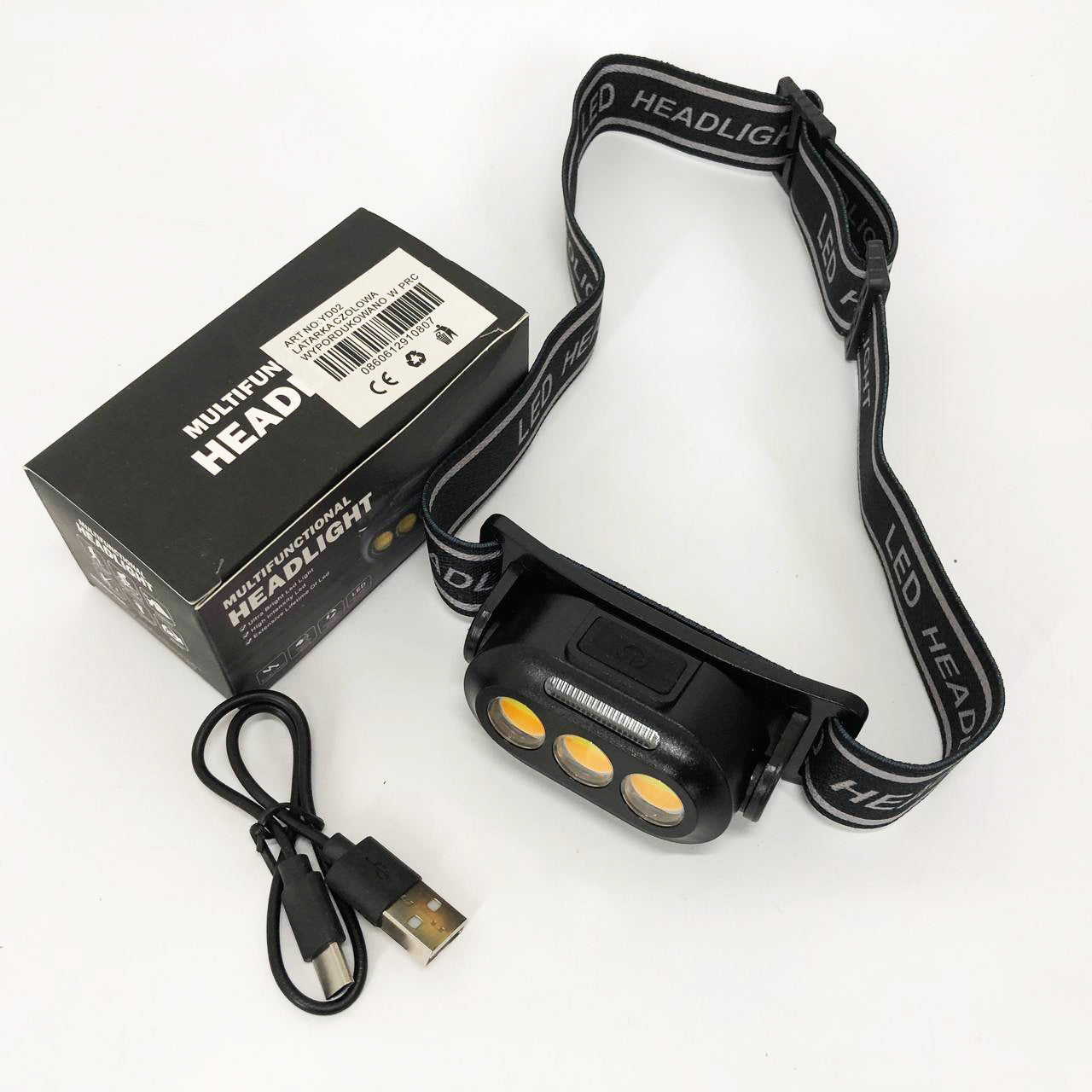 Фонарик налобный YD02-COB (White+red+blue), Налобные фонари для активных людей, фонарь для туризма