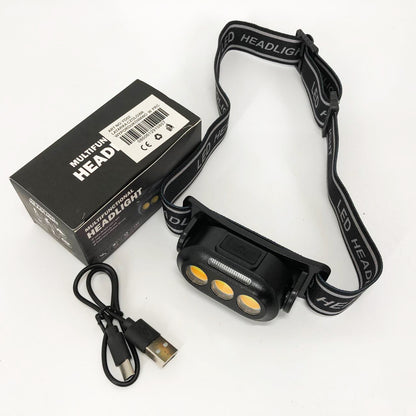 Фонарик налобный YD02-COB (White+red+blue), Налобные фонари для активных людей, фонарь для туризма