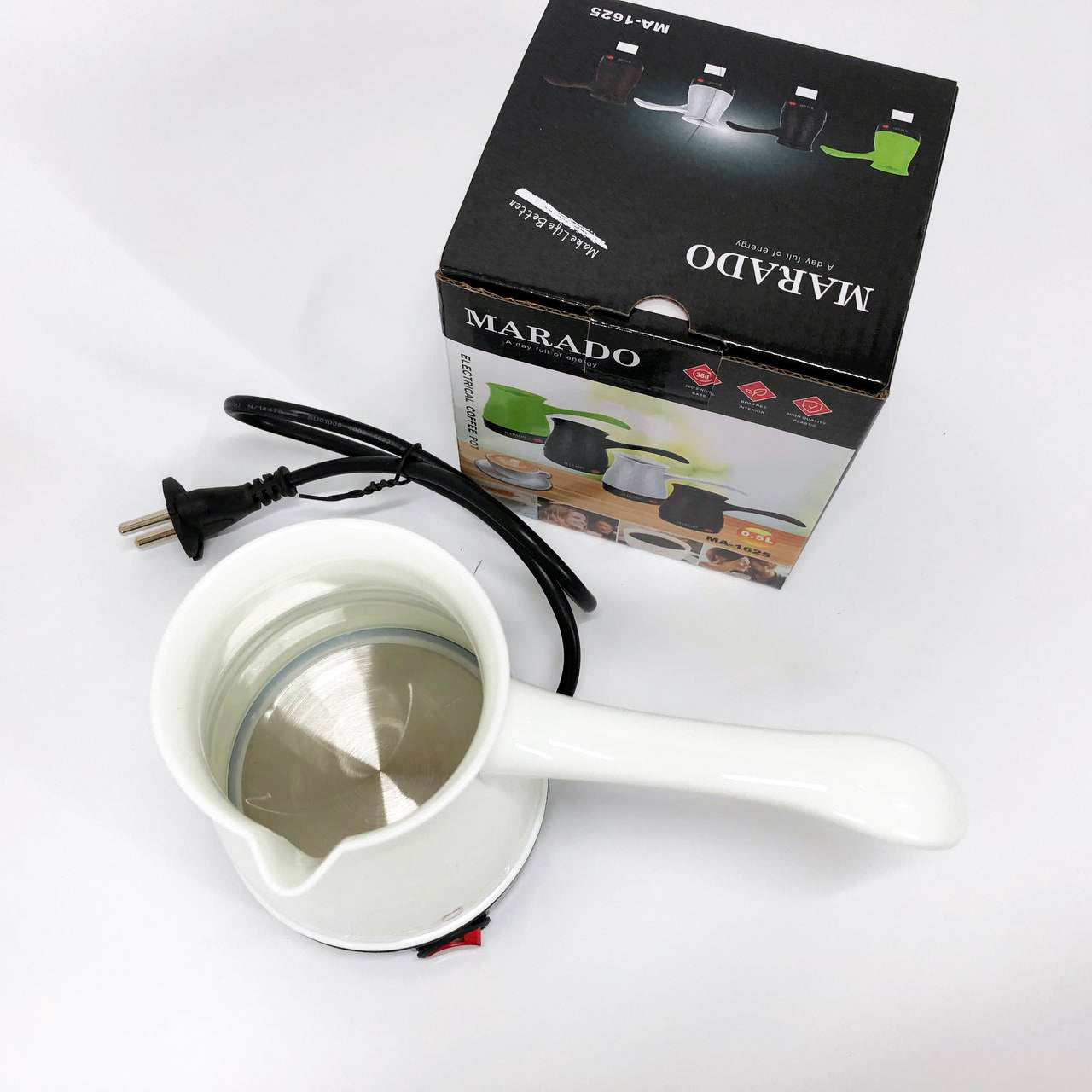 Электрическая турка для кофе Marado MA-1625, Турка для готовки кофе, Турка для заваривания. Цвет: белый