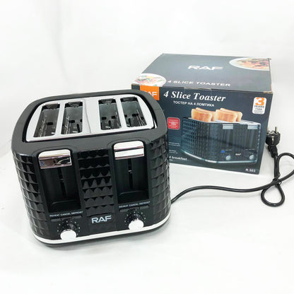 Тостер RAF R.503, 1500 Вт, 4 тоста, 6 уровней поджаривания, функции размораживания и подогрева