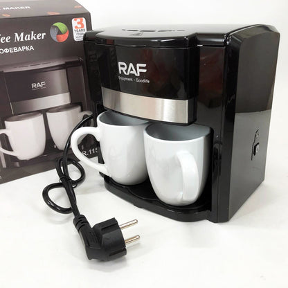 Кофеварка 2 чашки полуавтоматическая RAF R.115 650 Вт,  Капельная кофеварка электрическая для кухни