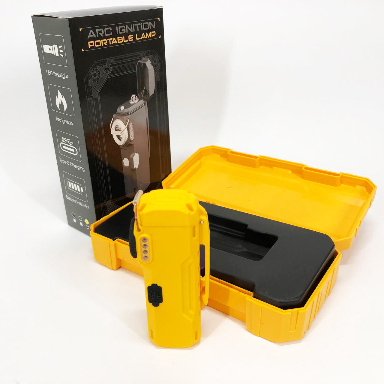 Фонарик-зажигалка армейская MULTIFUNCTIONAL D51-COB электроимпульсная аккумуляторная. Цвет: желтый