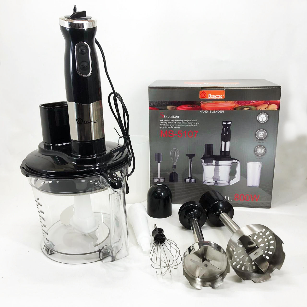 Блендер погружной многофункциональный 6 в 1 Domotec MS-5107 800 Вт, Мощный блендер для дома