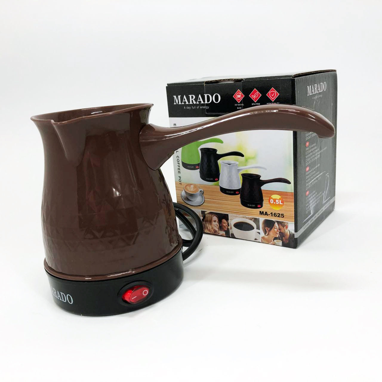 Электрическая турка для кофе Marado MA-1625, Бытовая турка, Бюджетная турка. Цвет: коричневый