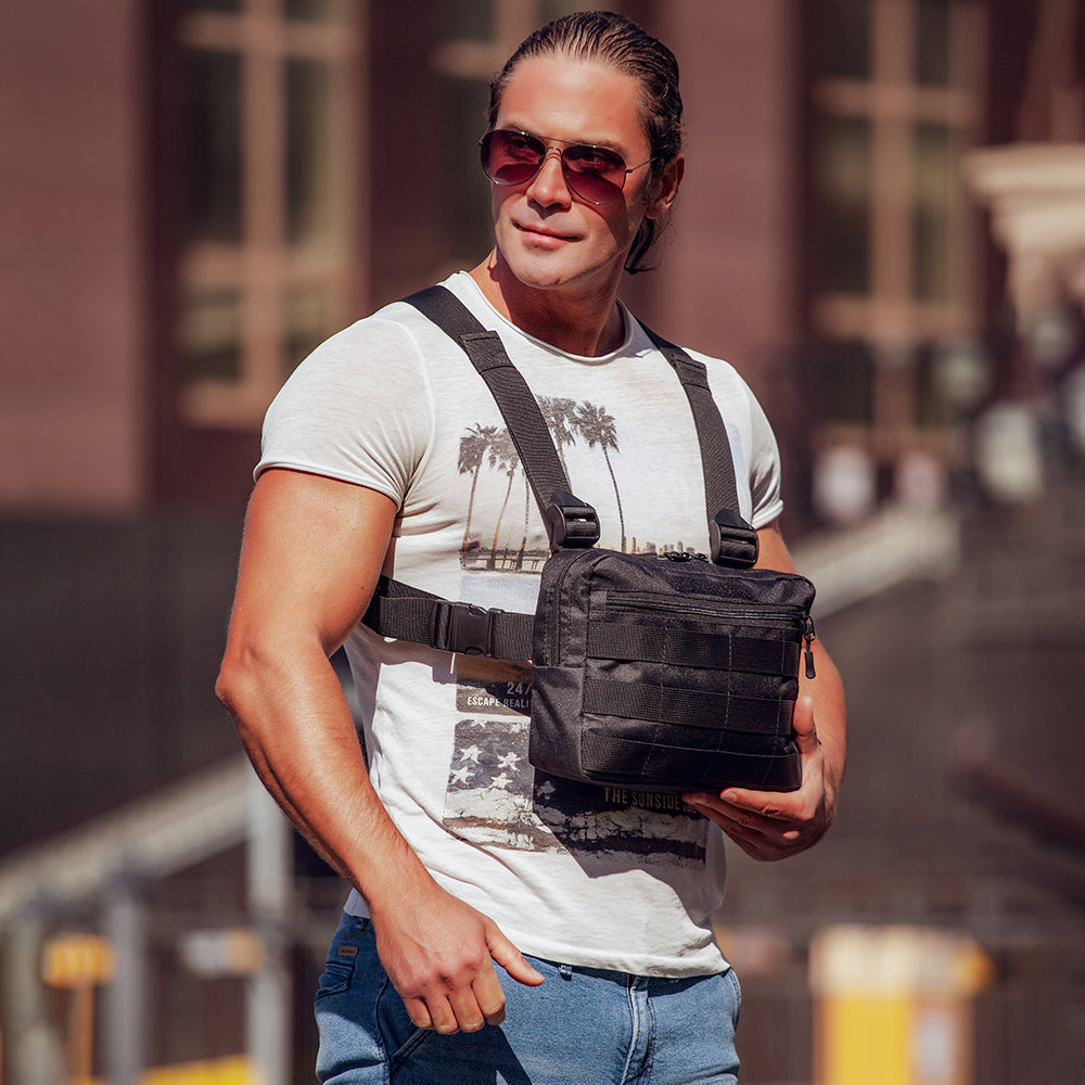 Тактична сумка нагрудна з Cordura 1000D, чоловіче розвантаження чорна