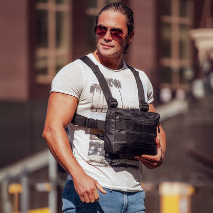 Тактична сумка нагрудна з Cordura 1000D, чоловіче розвантаження чорна