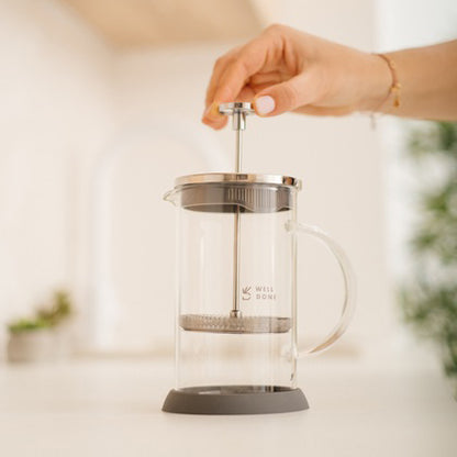 Френч-пресс Well Done WD-8036B из термостойкого стекла 600 мл, Чайник для заваривания трав прозрачный