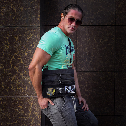 Черная сумка тактическая нагрудная, Сумка через плечо военная, Мужская сумка-слинг тактическая