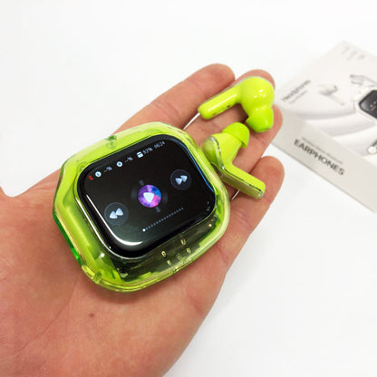 Беспроводные вакуумные наушники TWS с LED дисплеем, влагозащита IPx4 Bluetooth 5.4 с кейсом. Цвет: зеленый