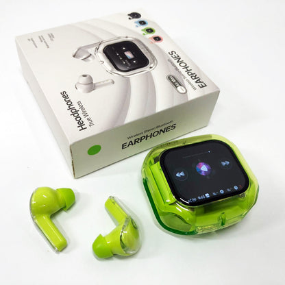 Беспроводные вакуумные наушники TWS с LED дисплеем, влагозащита IPx4 Bluetooth 5.4 с кейсом. Цвет: зеленый