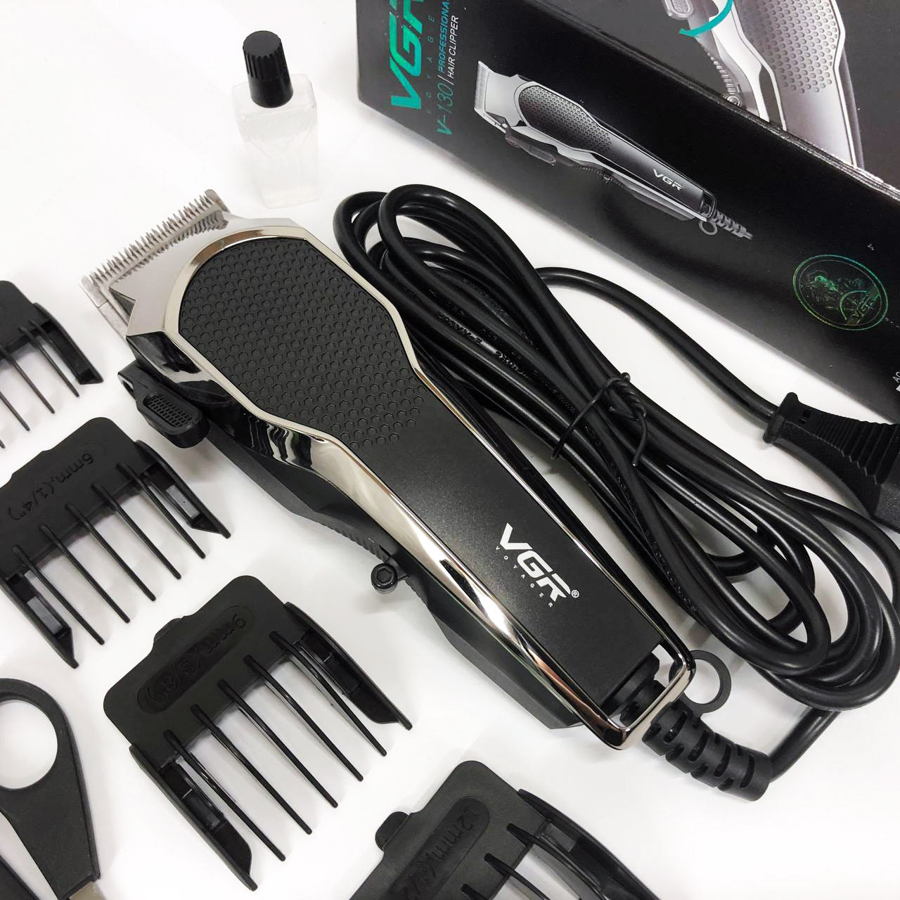 Машинка для стрижки VGR V-130 проводная профессиональная с насадками для окантовки триммер для волос