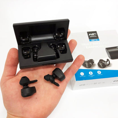 Наушники Bluetooth NIA NB710 с кейсом черные беспроводные, Наушники для тренировок сенсорные беспроводные