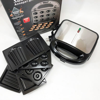 Мультимейкер 6в1 RAF R.541 Гриль прижимной сэндвичница вафельница орешник бутербродница