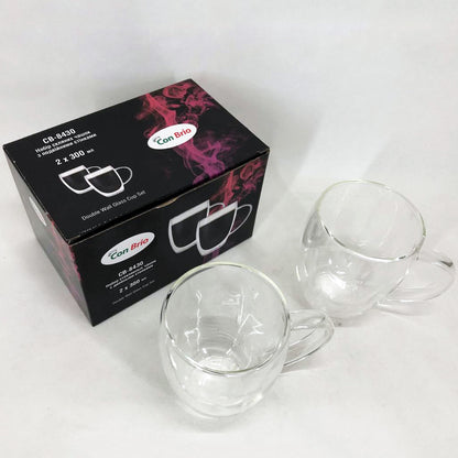 Набор кружек с двойным дном Con Brio CB-8430-2 300 мл 2 шт, стаканы с двойным дном набор, чашки для кофе