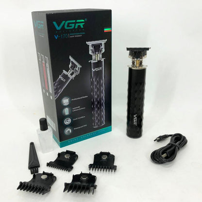 Машинка для стрижки с триммером VGR V-170 для волос, усов и бороды, беспроводная со сменными насадками