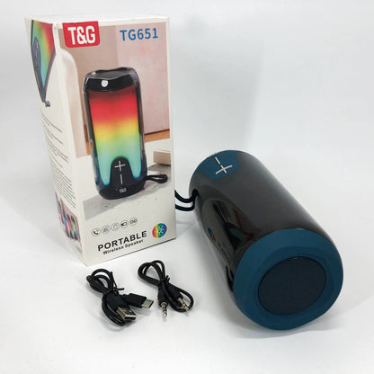 Bluetooth-колонка TG651 с RGB ПОДСВЕТКОЙ, аккумуляторная колонка для музыки, для вечеринки. Цвет: синий