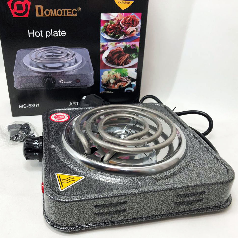 Электроплита спиральная плита настольная Domotec MS-5801 1000 Вт, Переносная компактная электроплита