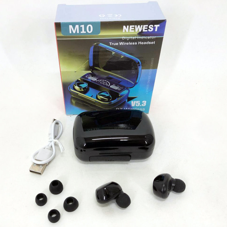Беспроводные наушники M10 с микрофоном и док станцией-кейсом, беспроводные bluetooth наушники-гарнитура