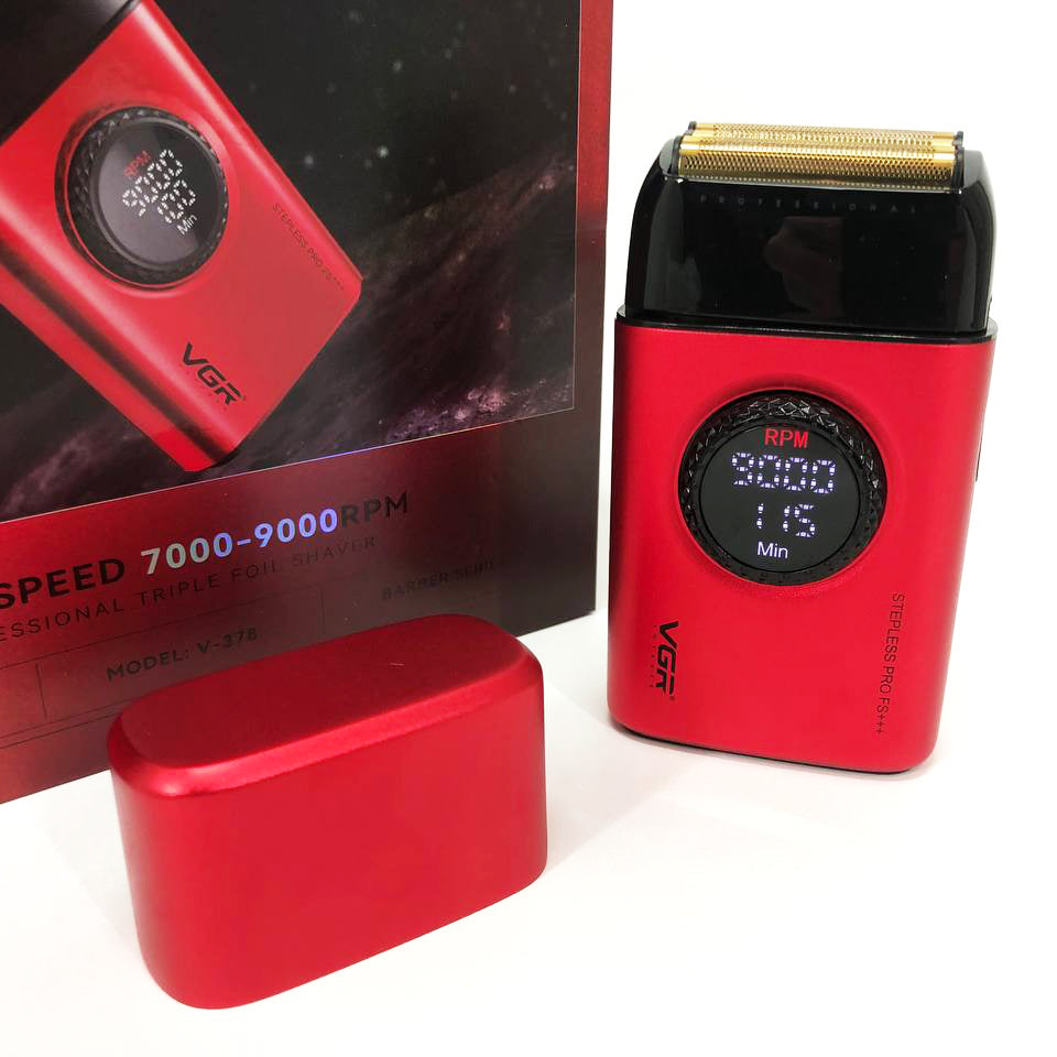 Электробритва VGR V-378 RED шейвер, двойное лезвие + триммер, регулировка мощности 7000-9000 RPM