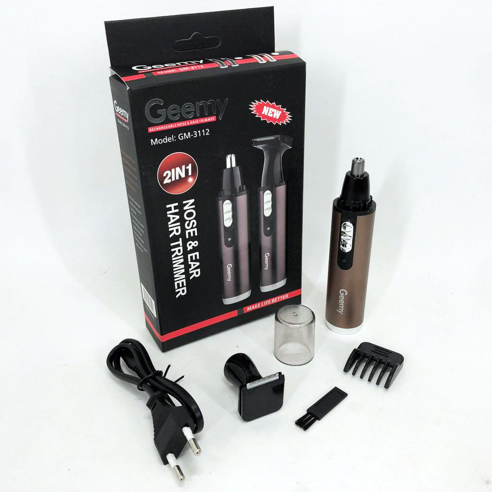 Триммер GEMEI GM-3112 2в1, электробритва с насадками для бороды, тример для бороды, триммер беспроводной